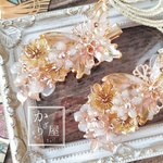 ミュシャのひまわりと蝶のヘアクリップ (hair ornaments of butterfly〜Sunflower Summer Drawn by Mucha〜)