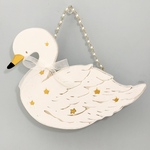 【受注】星屑白鳥の木製壁掛け小物入れ