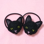 【オーダー】 ミニ猫 黒猫 ヘアゴム ２点 ハンドメイド 羊毛フェルト