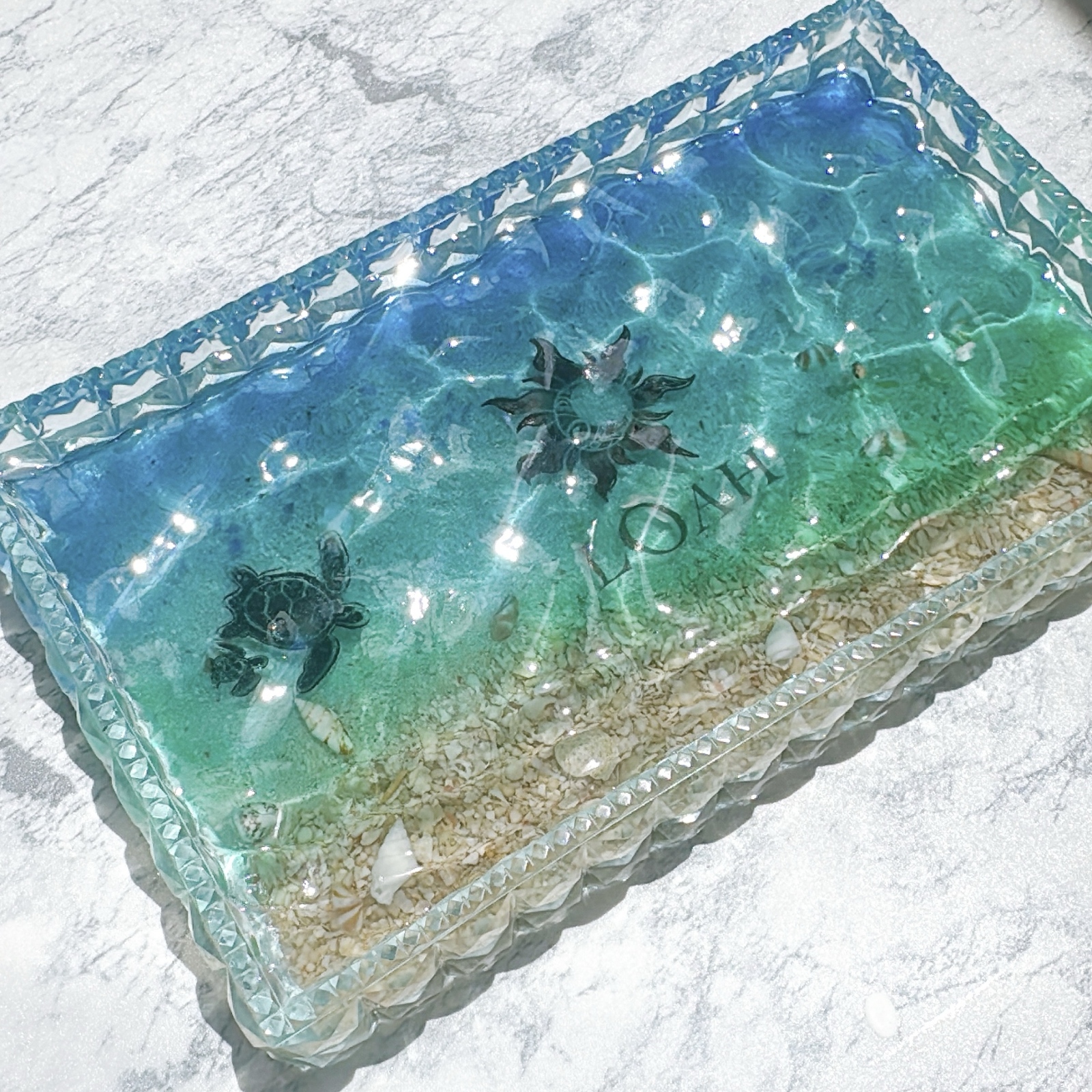 GOOD珊瑚砂パネル No.137 オーシャンパネル　海アート　レジンアート 🐚オーダー品 沖縄砂/珊瑚砂MIXベース ➕3波アート