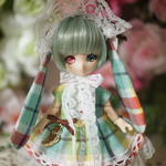 オビツ11サイズうさみみﾁｪｯｸドレスセット(ソーダ)
