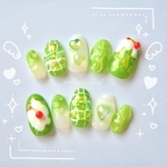 【summer nail】しゅわしゅわメロンクリームソーダネイル　🍈🫧　夏ネイル　食べ物ネイル　ガーリーネイル　ちゅるんネイル　トレンドネイル