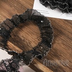 シルバードットフリンジ（ Silver rain drops / Black）×50cm