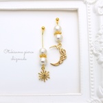 月と星♡雪のロングピアス♡アシンメトリー