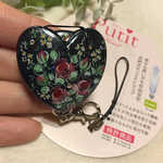 ハート黒＊ネックストラップ＊薔薇＊デコ＊トールペイント