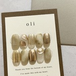 No.90  ネイルチップ　ニュアンスネイル　アシメネイル　ゴールド　ホワイト　ぷっくりネイル　インクネイル　ミラーネイル