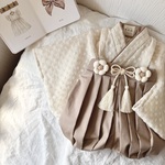 ＼人気上昇中ベビー袴／retro baby hakama waist flower (organdy flower×biscuit moca)/レトロベビー袴