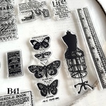 残り2点！送料無料【B41コラージュ素材】海外シリコンスタンプ　レター　ジャンクジャーナル　ヴィンテージ 