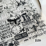 送料無料【B38コラージュ素材】海外シリコンスタンプ　レター　ジャンクジャーナル　ヴィンテージ 
