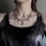 【 twilight charm necklace 】🌙月とパールチャームのステンレスチェーンネックレス
