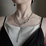 【sparkling necklace】クリアボールの透明感🥚ステンレスチェーンネックレス