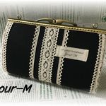 Ｗファスナー　20㎝　カン付き　がま口　シック　ブラック　③