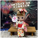 プチブライス 浴衣　花火白地浴衣★紅緒