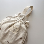 巾着bag  オムツポーチ　heart & ribbon