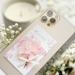 ＊スマホに挟むブーケ＊ミルクティピンク　あじさい＆かすみ草ブーケ　スマホケース　インナーシート　全機種対応