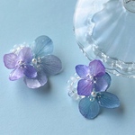 【夢色紫陽花】イヤリング／ピアス　本物の紫陽花　大ぶり　　プリザーブドフラワー　紫陽花ハンドメイド2025