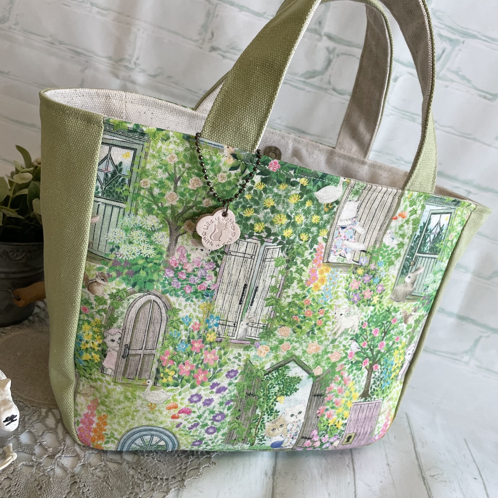 ハンドメイド　ミニ巾着バッグ　ミナペルホネン　field of flower他 C&S ミナペルホネン field of flower あおり巾着バッグ - メルカリ
