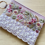 インド刺繍リボンとヌビのミニポーチ