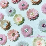 クラフトパンチのお花シール✿スワロフスキー✿30枚✿brilliant pink