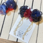 【美有様専用】🖤💙❤️3色シフォンフラワーピアス