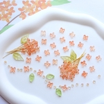 オリジナル新色★7mm金木犀　お花のガラスビーズ  キンモクセイ　ゴールドグリッター×クリアオレンジ