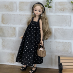 NO,560リカちゃん服　ブラックドット　キャミワンピース　バンダナ　夏のリゾートコーデ　リアルクローズ