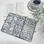 【がま口ブックカバー】インド刺繍リボン　文庫本　手帳カバー　ほぼにち　御朱印帳　水色No.1