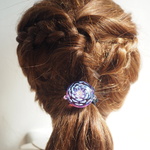 ꫛꫀꪝ硝子の髪飾り★ポンポネグラス★ヘアゴム 「想像の花」pink violet