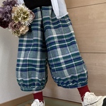 ☘️【ダボ可愛♡】ぽわんとパンツ🎈大人可愛い🩷グリーン✖️ブルーチェック柄