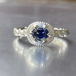 ブルー　サファイア　0.78ct　OVカット　medallion　シルバーSV925リング
