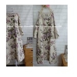 サイズオーダー**ＹＵＷＡcottonリネン　花柄ワンピ6分袖**