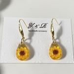 ゴッホ（ひまわり）としずくのクリアピアス
