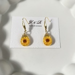 ゴッホ（ひまわり）としずくのクリアピアス
