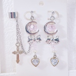 【726】 地雷系　量産型　魔法少女ピンクムーンイヤリング・イヤーカフ