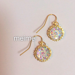 【再販】オーロラビジューピアス*イヤリング*樹脂ノンホールピアス*