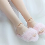 スリッパ　ドール用ミニチュア　1/4向けサイズ　MDD　ピンク色もこもこ