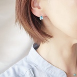 《涼しげブルー×透明感》14kgf 夏のガラスドロップピアス/イヤリング 夏アクセサリー