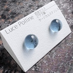 スモークブルーの粒（約8.9mm） ： #ガラス #ハンドメイド #ピアス #スタッドピアス