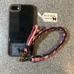 ハート編みハンドストラップ　いちごチョコ　手編みハンドストラップ　スマホストラップ　マルチストラップ　