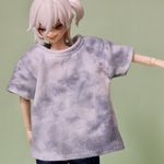 「シチリアの追憶」サイズ●半袖ビッグᎢシャツ （タイダイ染め　グレー）※後ろ開き無し