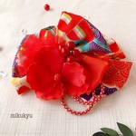 七五三に！アンティークリボンと胡蝶蘭のヘッドドレス　髪飾り