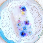 セール❤️全機種♡早発送♡キラキララメとパープルブルーのスマホケース♡  押し花スマホケース　iPhoneケース　押し花　携帯カバー　GALAXY redmi xiaomi arrows 