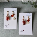 アイスティー＆ハートのイヤーアクセサリー　ピアス/イヤリング　アレルギー対応