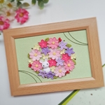 初秋の花とうさぎのフレーム飾り＊ちりめんつまみ細工
