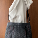 【М様リクエスト】倉敷畳縁そとぽっけ付きシンプルグラニーショルダーバッグ(麻の葉ブラック)