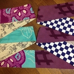 Ⅱ【SALE】鳥獣戯画と東京オリンピックの時にも　古布とコットンで作った4倍楽しめるリバーシブル×2長尺半幅帯