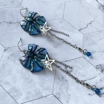 〜夢ガラス🌃流星夜空リボン💫ピアス/イヤリング