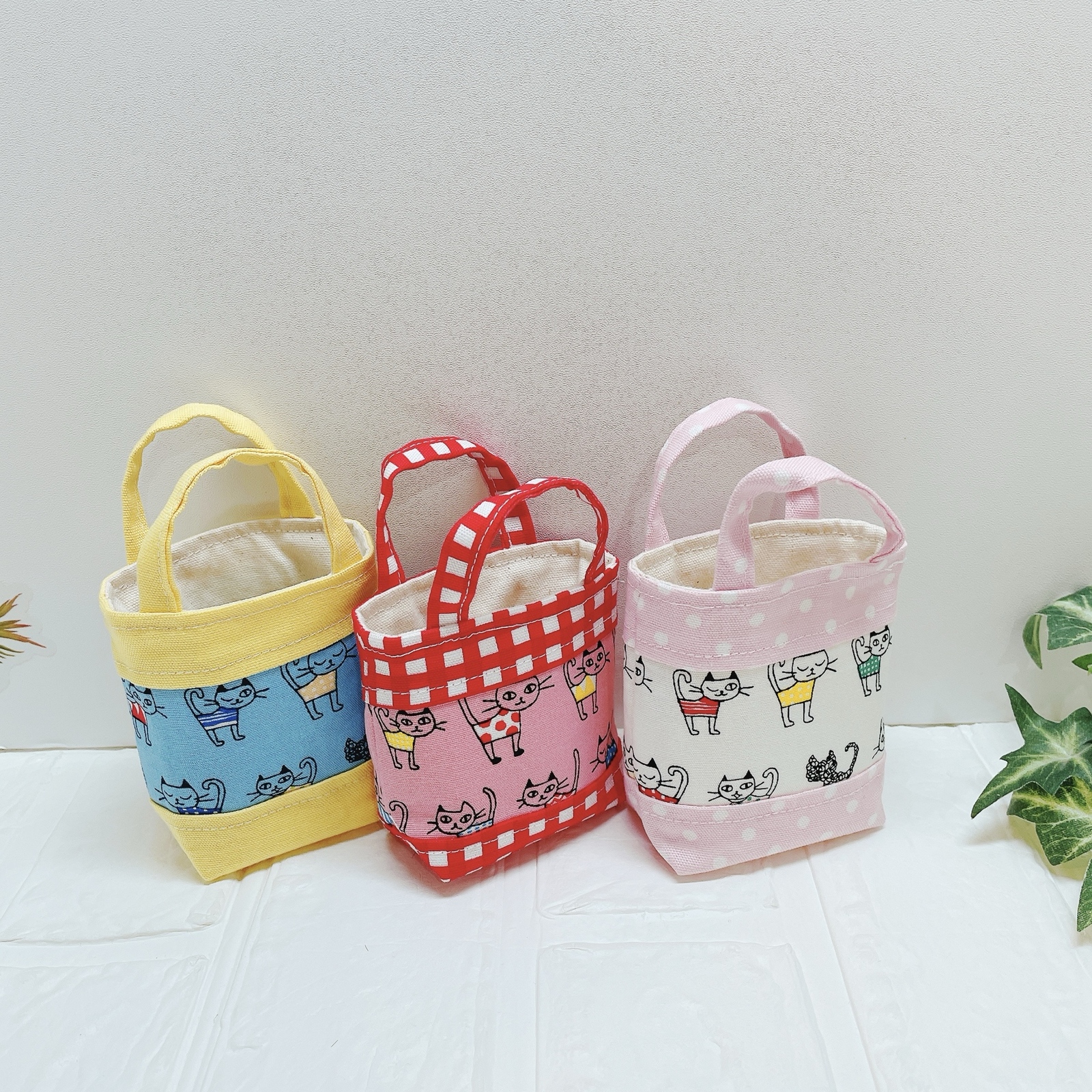 感謝価格　ユキエモン　小物入れ　人気　布バスケット　ハンドメイド ハンドメイド 布バスケット 布小物入れ ミニミニバスケット2個×2
