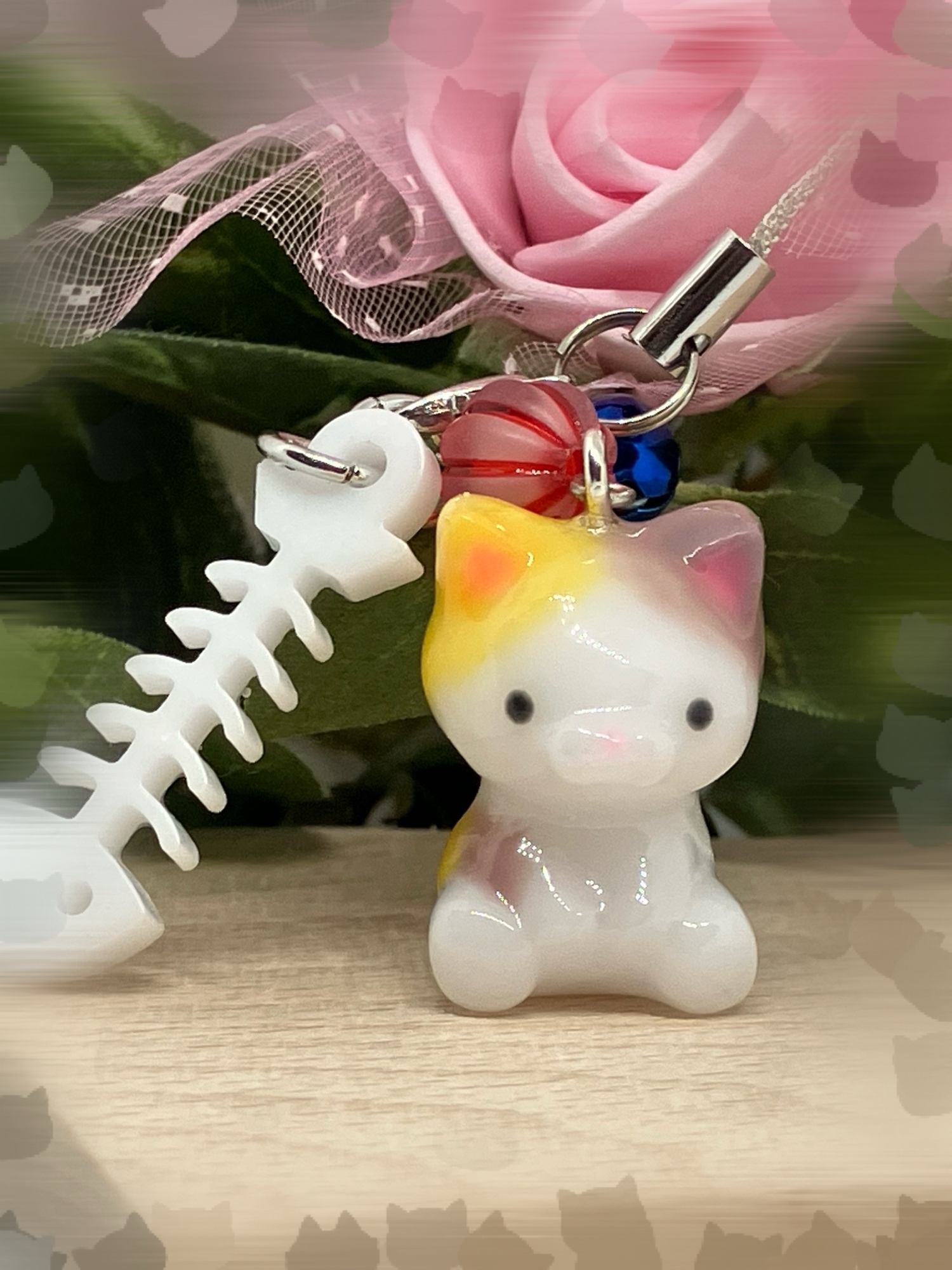 857在庫整理中　天然石♡ぐで猫ストラップ　猫　ハンドメイドレジン　ブローチ 1_bc998f21eaadc9a89f85e7c067d7