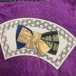 【畳ヘリ髪飾り】文字×ブルー　金襴リボン お祭り 各町内ミニ扇子、ミニうちわ、カボションパーツをつけれる